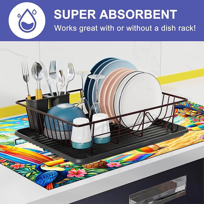 HOMETITUTE Summer Stove Top Cover 28x20 Surfboards Flamingo Heat Resistant