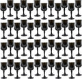 48Pack Plastic Wine Glasses, 7oz Vintage Goblets for Wedding | Unbreakable Crystal Style Reusable Stemware, Elegant Black Drinking Glass for Party Anniversary & Holiday Celebration