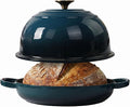 Enameled Cast Iron Bread Pan, Sourdough Artisan Bread Oven – Dark Teal Blue – Round 26 cm, 6.25 L (6.6 qt) – Boule Pan with a Deep Lid for Steam Baking