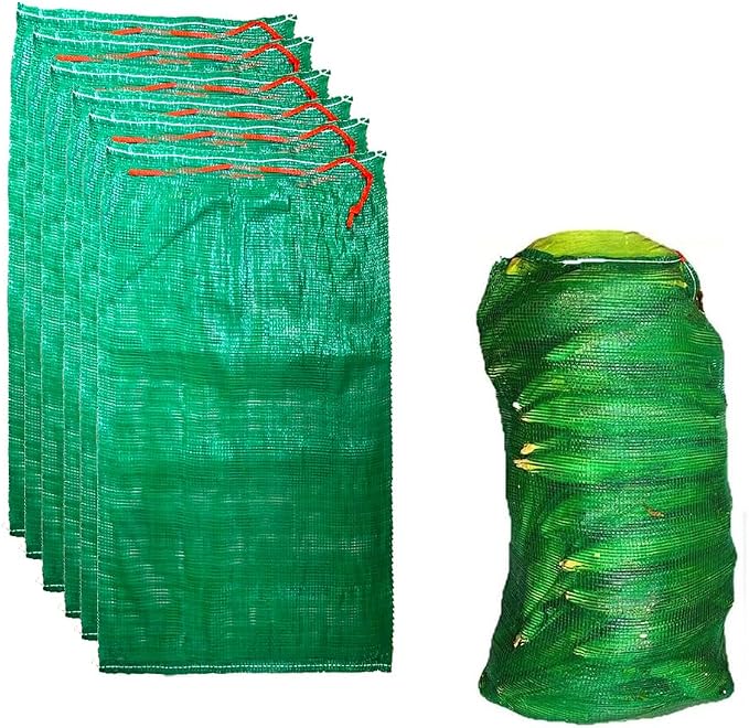 50pcs Extra Large Mesh Storage Produce Bags Reusable Vegetable Storage Bags Sacks 21'' x 32'' Holds up to 50 Lbs Vegetable Storage Bags (Green 50)