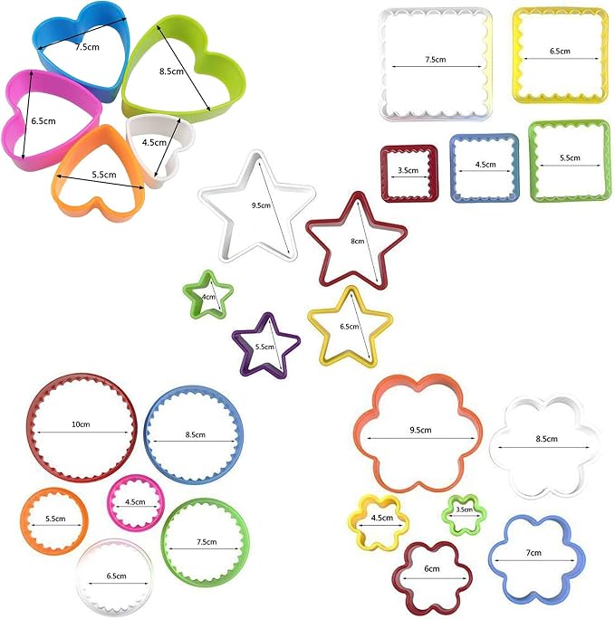 25 PCS Cookie Cutter Set Multi-size Sandwich Fondant Cake Fruit Vegetable Shapes Cutter Set