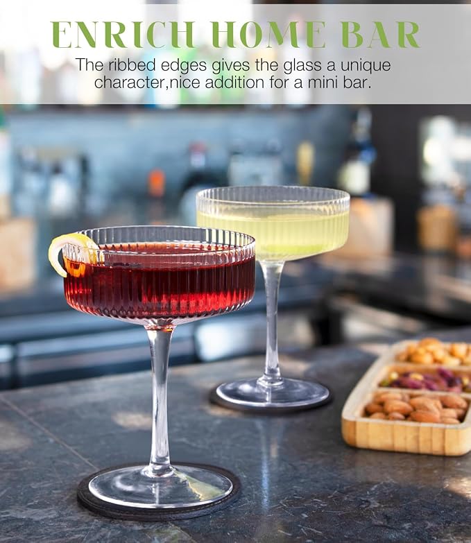 Martini Glasses Set of 4, 10oz Coupe Cocktail Glasses for Margarita | Manhattan, Cosmopolitan, Espresso, Home Bar, Evening Parties, Birthdays, Housewarming Gift