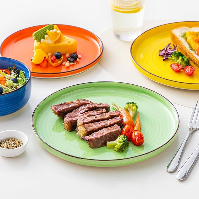 vancasso Bonita Dinnerware Sets 18 Pieces, Stoneware Dishes Set for 6, Plates and Bowls Set, Dinshwasher and Microwave Safe, Multicolor