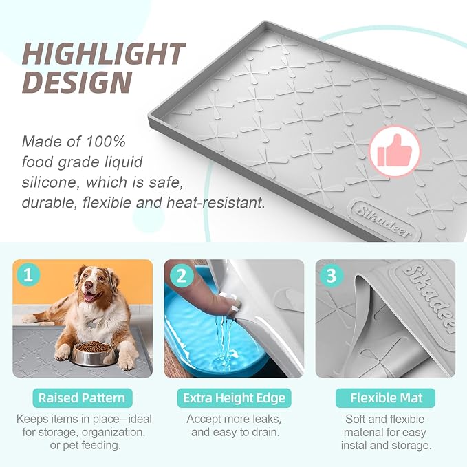 Waterproof Under Sink Mat 31" x 22" Kitchen Cabinet Liner Silicone | BPA-Free Silicone Mat with Raised Lip Protects Cabinets from Leaks, Versatile Home Organizer for Bathroom, Pets, Boots, Floor