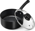 MICHELANGELO Nonstick Saucepan with Lid, Ceramic Sauce Pan Sets, Easy to Clean Sauce Pans, Multi-Purpose Cooking Pots, 2QT, Black