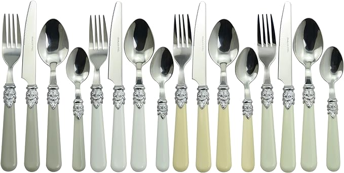 Gypsy Color Baroque Bone Mix & Match Stainless Steel Flatware Collection, Set of 16
