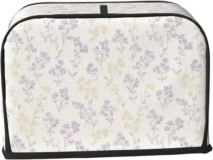 2 Slice Toaster Cover Pastel Flower Pattern Dust Proof Washable Kitchen Appliance Cover with Pocket, Oxford Fabric Countertop Toaster Protector for Standard Toasters Small Appliances
