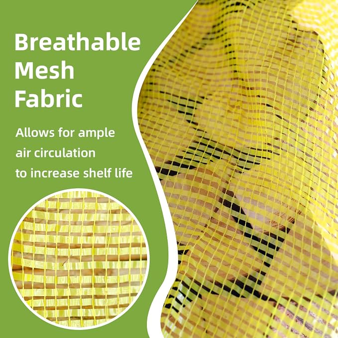 Mesh Firewood Bags 22"×24" Crawfish Sacks, Firewood Bags for Selling, Onion Bag Storage Potato Sacks Mesh Wood Bag Bulk, Yellow (Pack of 10)