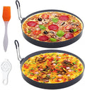 Large 2 Pack 8" Omelette Ring for Griddle, Non-stick Stainless Steel Pancake Ring with Silicone Handle Grill Oil Brush Egg Separator