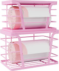 TIDIIABODE 2 Pack Pink Trash Bag Holder - Stackable Garbage Bag Dispenser with Bamboo Top, Kitchen Accessories & Decor, Wall Mount Storage for Kitchen, Home, Bathroom Decor & Gifts