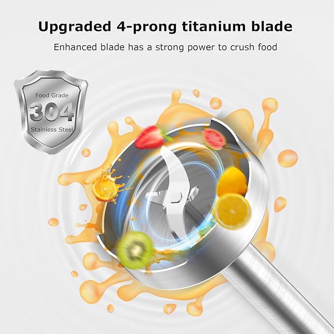 Bonsenkitchen Immersion Blender with 2 Mixing Speed,Stainless Steel Blades | Ergonomic Handle, Emulsion Blender, Stick Mixer for Baby Food,Smoothies, Soups & Sauces