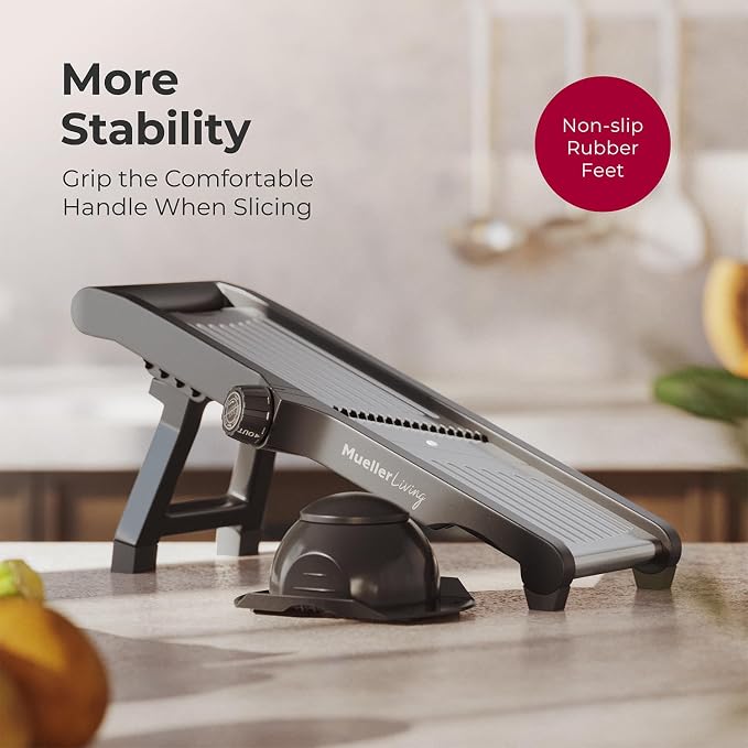 MuellerLiving Mandoline Slicer for Kitchen, Stainless Steel, Slice or Julienne, Vegetable Chopper, Fruit Slicer | Stainless Steel Slicer for Kitchen | Julienne | Vegetable Chopper | Fruit Slicer