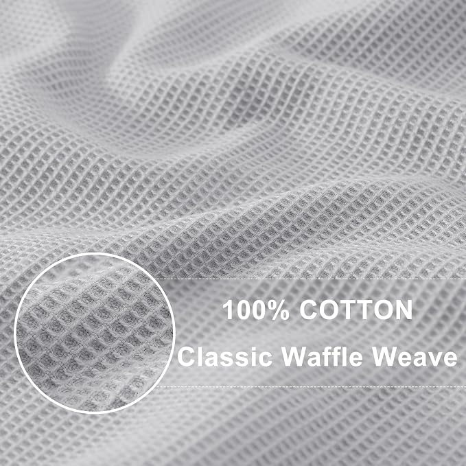 Homaxy 100% Cotton Waffle Weave Kitchen Towels, 6 Pack, Light Grey | Soft and Absorbent Dish Towels, 16 x 26 Inches Quick Dry Hand Towels