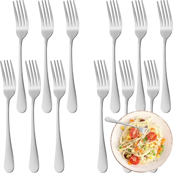 24 Piece Dinner Forks Set, Food-Grade Stainless Steel Forks Silverware, Cutlery Fork, Salad Fork, Metal Forks for Home, Kitchen or Restaurant, Mirror Polished, Dishwasher Safe - 7.3 Inch