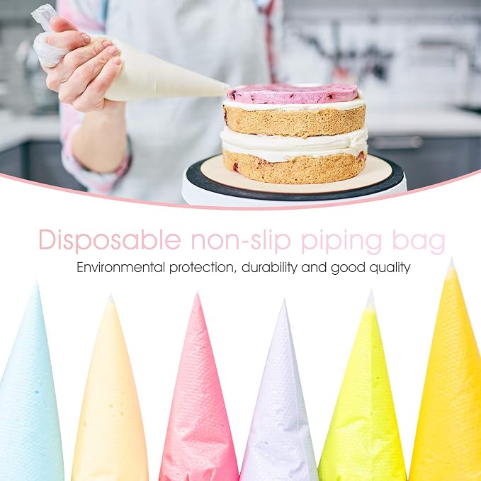 VolksRose 100Pcs Disposable Piping Bags, 12inch Anti Burst and Non-Slip Pastry Bags, Thicken Cake Decorating Bags Icing Piping Bags for Cake Cupcakes Cookies Frosting, White