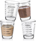 SAIAOKJ Shot Glass Measuring Cup Set, 4 Pack Espresso Shot Glasses (Black) | Glass measuring cups feature 26 markings up to 1 OZ, 2 TBS, 6 TSP, 30 ML for espresso, liquor, medicine and recipes