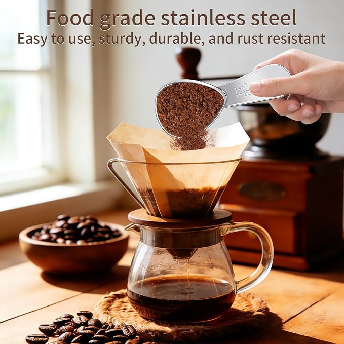 3 Pcs Coffee Scoop,1 Tbsp Coffe Spoons for Tea,Sugar,Flour or Coffe | 1 Tbsp Stainless Steel Measuring Spoon,Tablespoon,Short Handle,Laser Engraved Mark,Drop Resistant