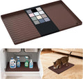 URMONA Waterproof Silicone Under Sink Mat 19'' x 12'' Shelf Liner for Kitchen and Bathroom, Cabinet and Counter Protector, Storage and Organizers, Litter Mat, Pet Cat Puppy Essentials(Brown)