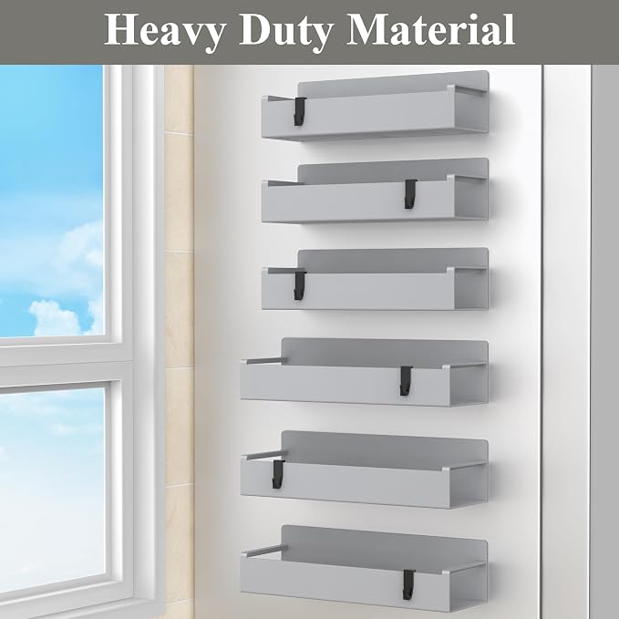 6 Pack Magnetic Spice Rack Organizer for Refrigerator and Oven, Silver Fridge Organizers and Storage for Kitchen