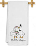 Funny Bride and Groom Goose Kitchen Towels, Wedding Newlyweds Gifts for Couples Dish Tea Towels for Kitchen Decor, Just Married Gifts Decorative Hand Towel for Bathroom, 16x24 Inch