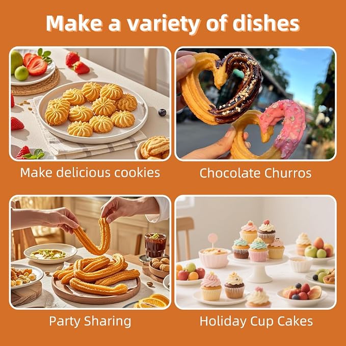 3PCS 9FT Large Churro Piping Tips and Bags Set for Eclairs,Butter Cookies | eclair piping tip,with 30Pcs18Inch Large Piping Bags,Large Open Star Pastry Tip,Churros maker,Cupcake Decorating tip