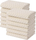 Homaxy 100% Cotton Terry Kitchen Towels(15" x 25", 12 Pack), Beige | Soft and Super Absorbent Dish Towels, 380 GSM Reusable Tea Towel with Hanging Loop, Pineapple Grid Designed
