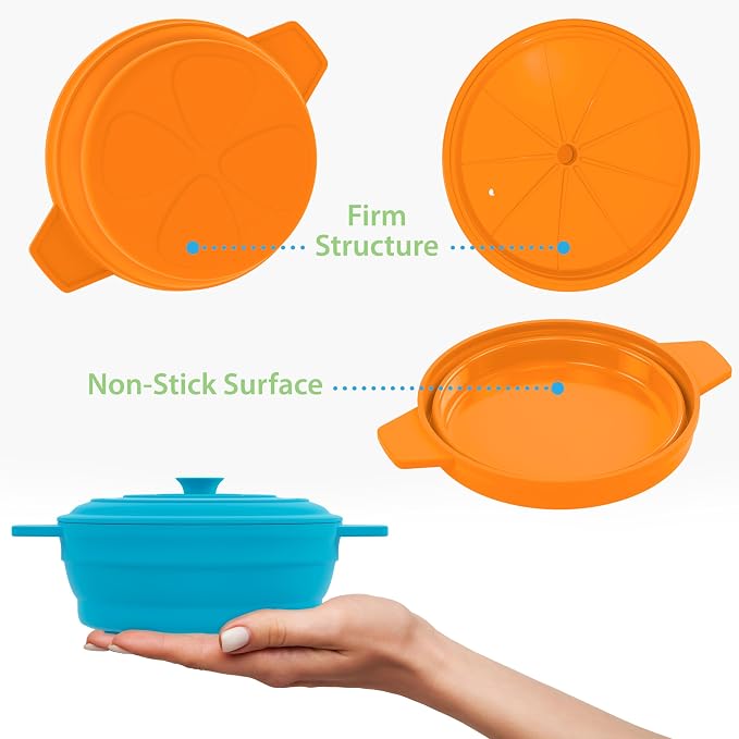 Bakerpan Silicone Microwave Egg Cooker - Set of 4 Collapsible Mini Microwave Bowls with Lid, 4.75"x1.75", 1.5 Cup - Egg Poacher, BPA-Free, Dishwasher Safe