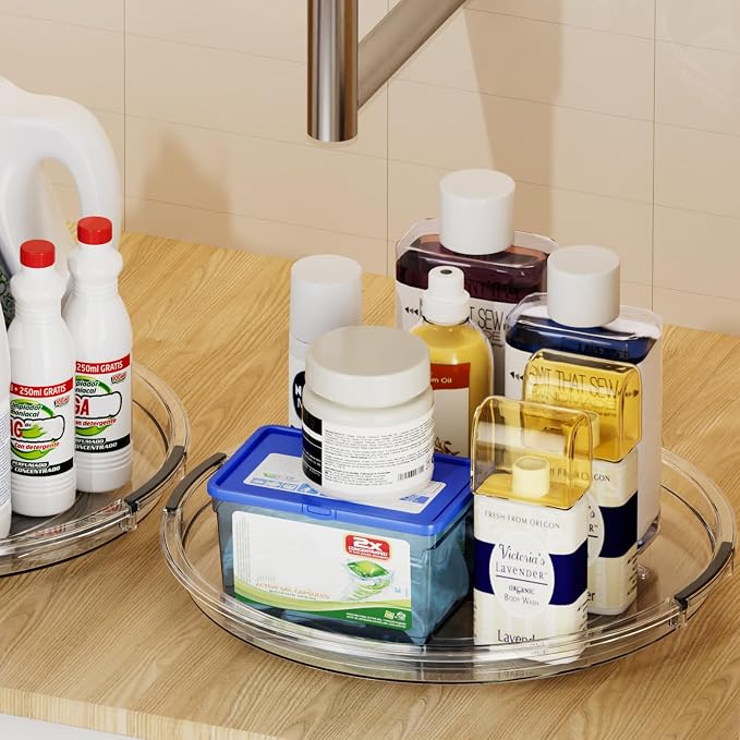 LAMU 4 Pack 12'' Lazy Susan Organizer Turntable for Cabinet, Pantry Organizers and Storage, Rotating Condiment Organizer for Kitchen, Table Top, Fridge, Countertop, Spice Organization