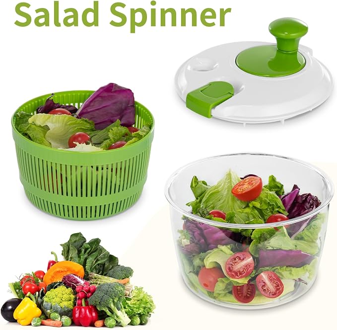 Salad Spinner 3 QT Fruit and Vegetable Washer with Bowl and Mesh Basket | Compact Lettuce Spinner Saves Counter Space, Quickly Washes, Spins, and Dries Salad Greens