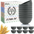 Wheat Straw Small Bowls, Dessert Bowls for Kitchen, Camping, Party, Unbreakable Mini Bowl Set of 8, 10 OZ Microwave and Dishwasher Safe Appetizer Bowl,Yogurt Bowls Set (Dark Grey)