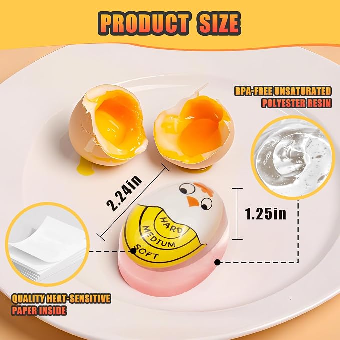 FOREV Egg Timers for Hard Boiled Eggs Timer, Yellow 2pcs | BPA-Free, Color Changing Tells When Eggs are Ready