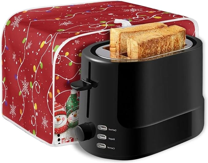 Christmas Toaster Cover 2 Slice Bread Toaster Oven Dustproof Cover, Snowman Pattern Waterproof Kitchen Small Appliance Cover Home Kitchen Accessories Xmas Decor