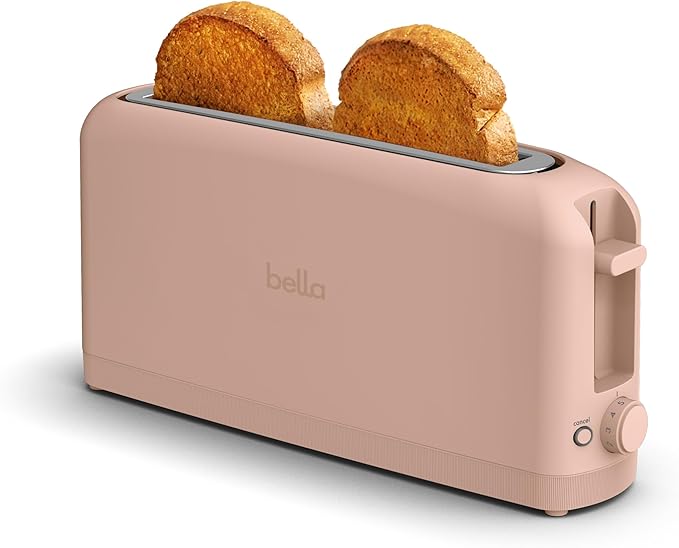 bella Fits-Anywhere™ Slim Toaster, 2 Slice Extra Long & Wide Slot, Blossom