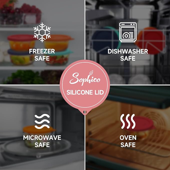 SOPHICO 2 Cup Silicone Lids Replacement for Pyrex & Anchor Hocking 7200-PC | Food Grade Silicone, Leakproof、Airtight Lids, Dishwasher Microwave Safe