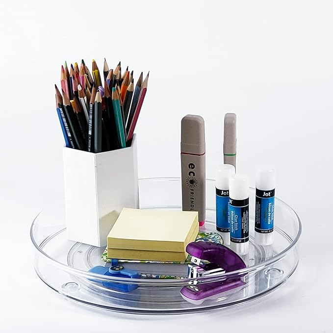 4 Pack Lazy Susan 9.2" Inch Turntable Organizer Pantry Organization and Storage Container Bins Spice Rack Cabinet Rotating Condiment for Pantry Kitchen Vanity Bathroom Jewelry Holder Clear | Pantry Organizers and Storage Container Bins Spice Rack Cabin...