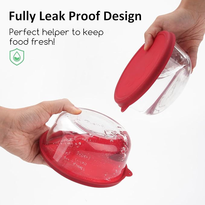 4 Cup Round Silicone Storage Cover Lids Replacement for Anchor Hocking and Pyrex 7201-PC Glass Bowls (Container not Included) (Mix) 4 Pack