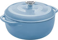Lodge Essential Enamel Cast Iron Dutch Oven 6 Quarts - Perfect for Bread Baking, Braising, Marinating & Slow Cooking, Features Moisture-Sealing Lid & Dual Handles, Kitchen Essentials, Storm Blue