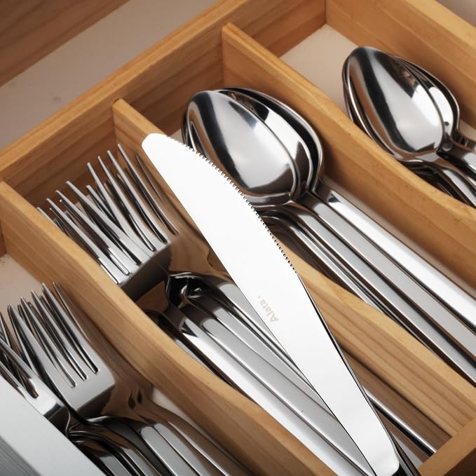 Alata Cube 20-Piece Forged Flatware Set, Service for 4, Mirror Finish | 18/0, Stainless Steel, Dishwasher Safe, Square Handle, Silverware Set, Cutlery Set, Daily Use, Party, Present, Restaurant
