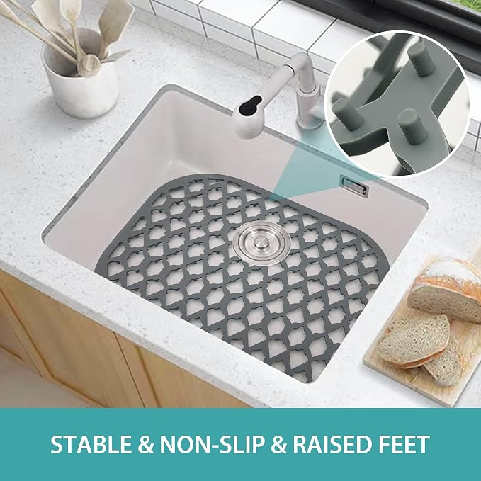 Silicone Kitchen Sink Protectors Mats - 12" 13" 14" 16" 18" 19" 21" 22" 24" 25" 26" 28" 30", Heat Resistant, Machine-wash (13”x11”, 2 Packs)