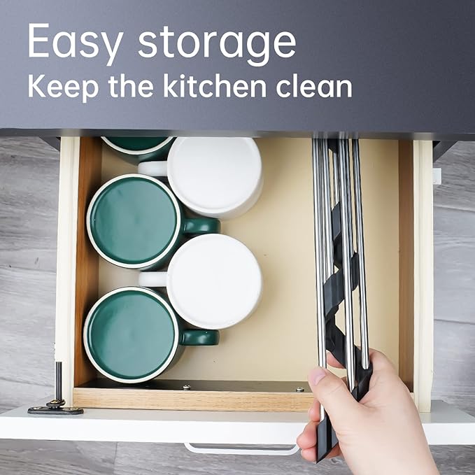 Tomorotec Triangle Roll Up Dish Drying Rack 304 Stainless Steel Black | BPA-Free Food-Grade Silicone Edges Foldable Waterproof Rustproof Heavy-Duty Space Saver Heat Resistant to 550°F