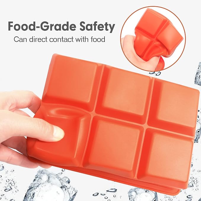 Excnorm Ice Cube Trays 3 Pack - Large Size Silicone Molds with Removable Lids Reusable and BPA Free for Whiskey, Cocktail, Stackable Flexible Safe Dark Blue
