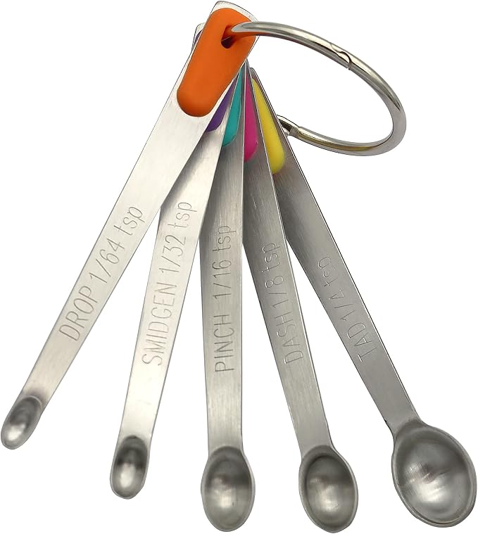 1Pack Small Measuring Spoon Set with Multi-Color Silicone Grip | Food-Grade Stainless Steel, High Precision, Dishwasher-Safe, Easy-Read Markings, Multi-Purpose, Lightweight & Durable