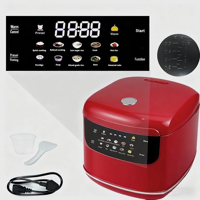 Smart Rice Cooker,Mini Electric Rice Cooker,6 Cups Cooked/3 Cups Uncooked | 10 Functions,400W Fast Cooker Non-Stick 2L 2.1Quart Rice Maker, 24 H Timer Delay and Auto Keep Warm for 1-3 peoples