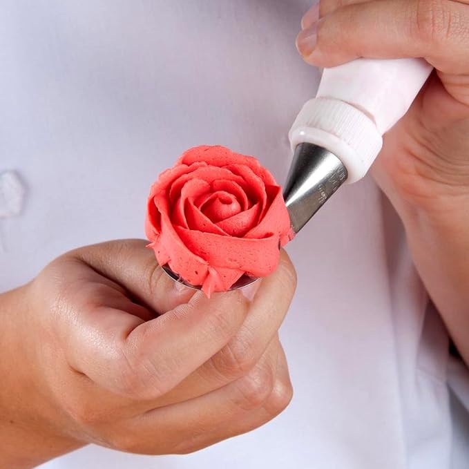Dr.Pedi 7 Pieces Rose Flower Piping Tips Set, Cake Decorating Tips Icing Piping Nozzles Set Cupcake Decorating Kit