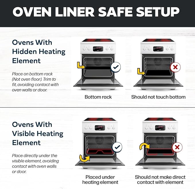 Cooks Innovations Non-Stick Oven Liner 2 Pack BPA-Free Heat Resistant Mat | Convection, Electric, Gas & Microwave Ovens | PFOA Free | Baking Mat
