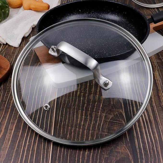 10 Inch Glass Lid for Lodge Cast Iron Skillet, 10"Caraway Frying pan, Calphalon 10 Inch Skillet - Dishwasher Safe