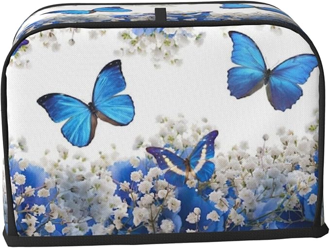 Toaster Cover 4 Slice with Butterfly Pattern Dustproof Protection | Waterproof Fingerprint Wide Slot Reusable for Kitchen Small Appliance