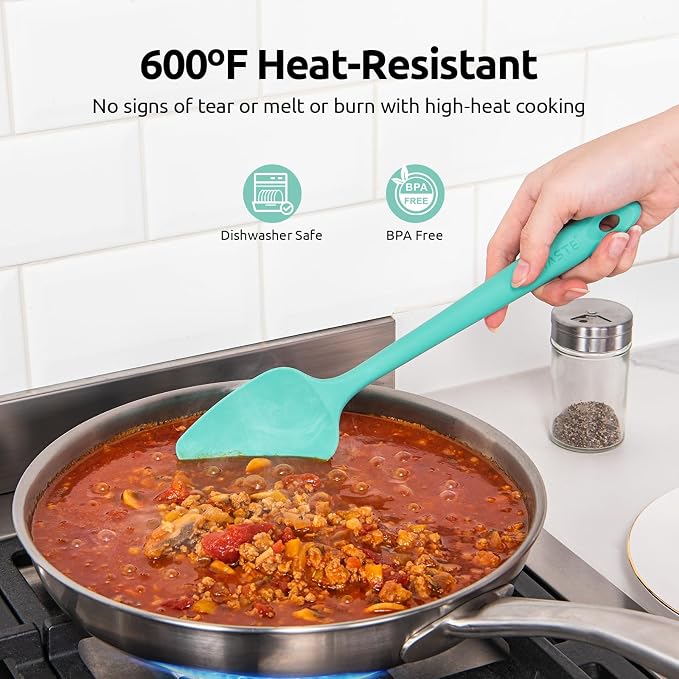 U-Taste Silicone Spatula Set 600°F High Heat Resistant, 4-Pcs, Multicolor | Food Grade Hot-Proof Seamless Rubber Scraper, Kitchen Flexible Silicon Cooking Utensil Set, Diswasher Safe Baking Supplies