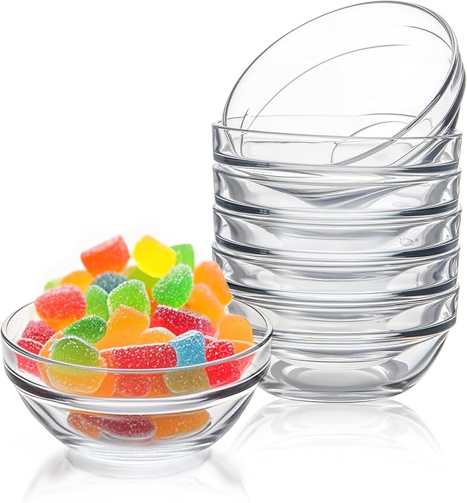 3.5in 4oz Small Glass Bowls, Mini Glass Containers, Ramekins, Prep, Pinch Bowl, Stackable Condiment Containers, for Prep, Dips, Nuts, Snacks, Candy Meal Prep Bowls, Dessert Bowls