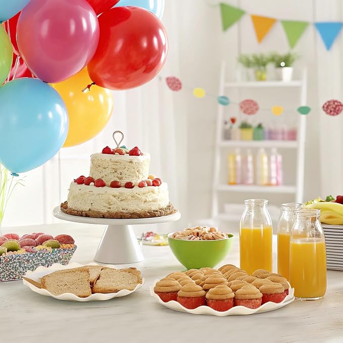 LIYH 50 Pcs Beige Plastic Plates Reusable Unbreakable Dinner Plates Scalloped Plastic Plate Dishwasher Safe Ivory Plate Sets Perfect for Parties Birthday Picnics BPA Free (25Guests)